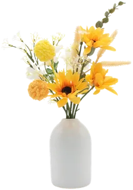 Sunflowers and daisies in a vase