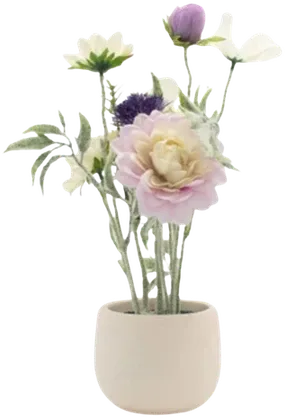 Peonies in a dusty rose spherical vase