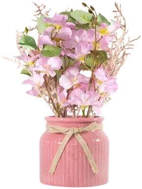 Cherry blossom and eucalyptus in a vase