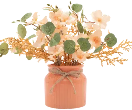 Cherry blossom and eucalyptus in a vase