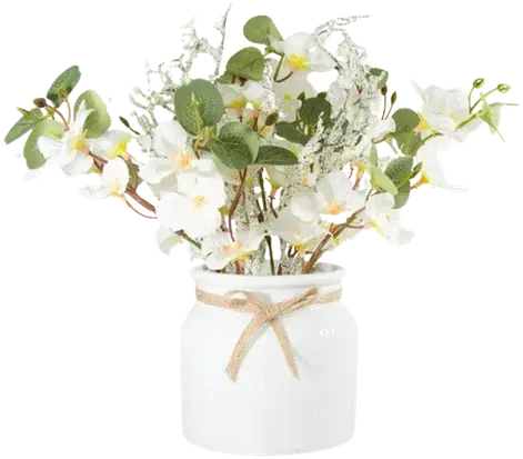 Cherry blossom and eucalyptus in a vase