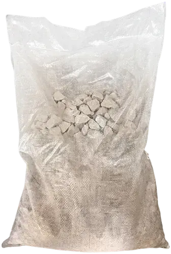 Sack of white decorative stones