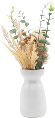 Dried stems and eucalyptus in a vase