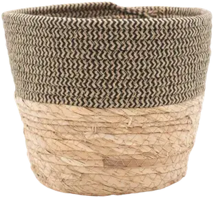 Set of 3 beige and black woven baskets