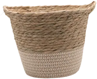 Set of 3 beige and white woven baskets