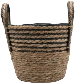 Set of 3 black woven baskets