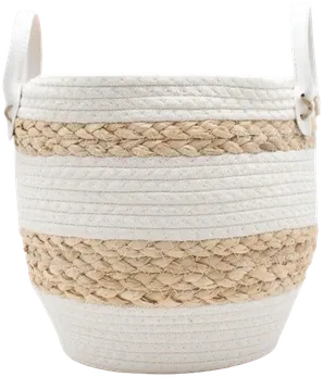 Set of 3 white and natural woven baskets