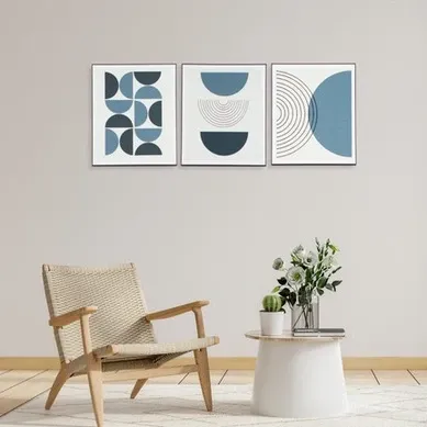 Blue triptych panel