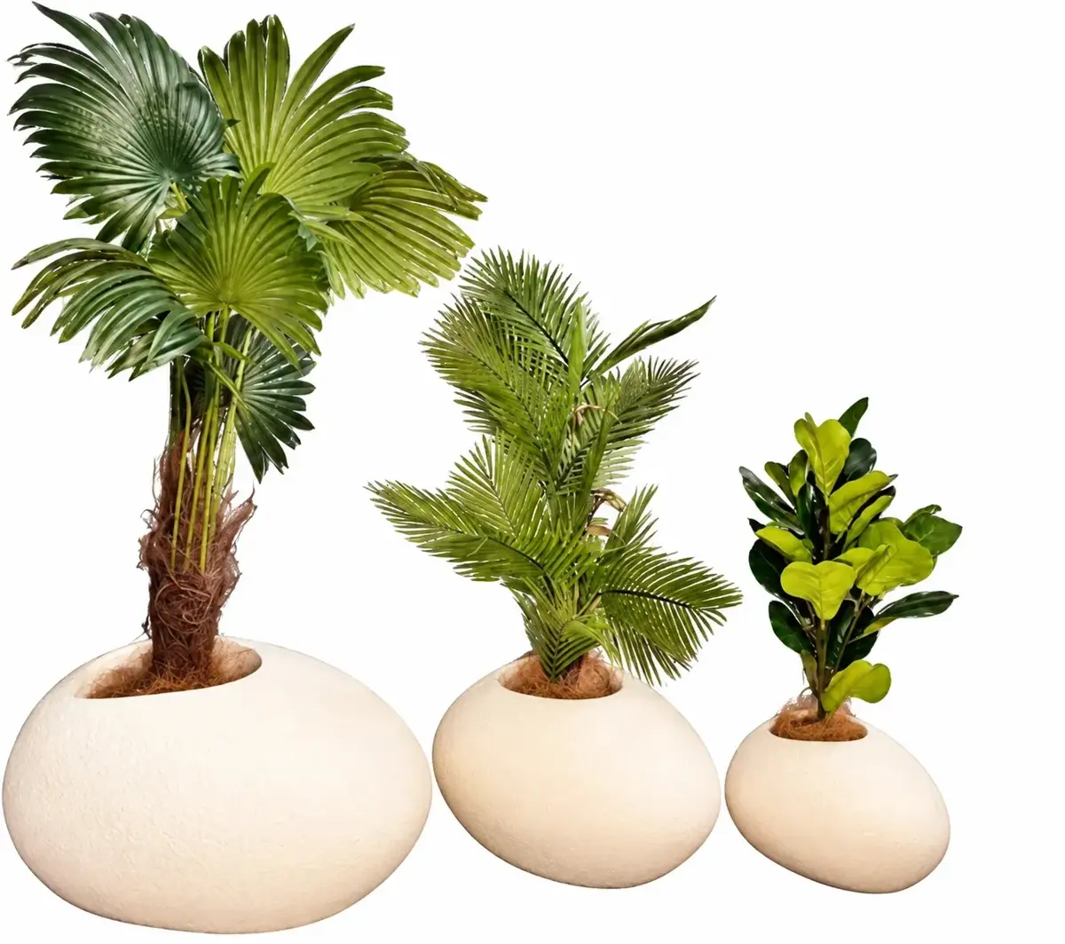 Oval stone-look planter