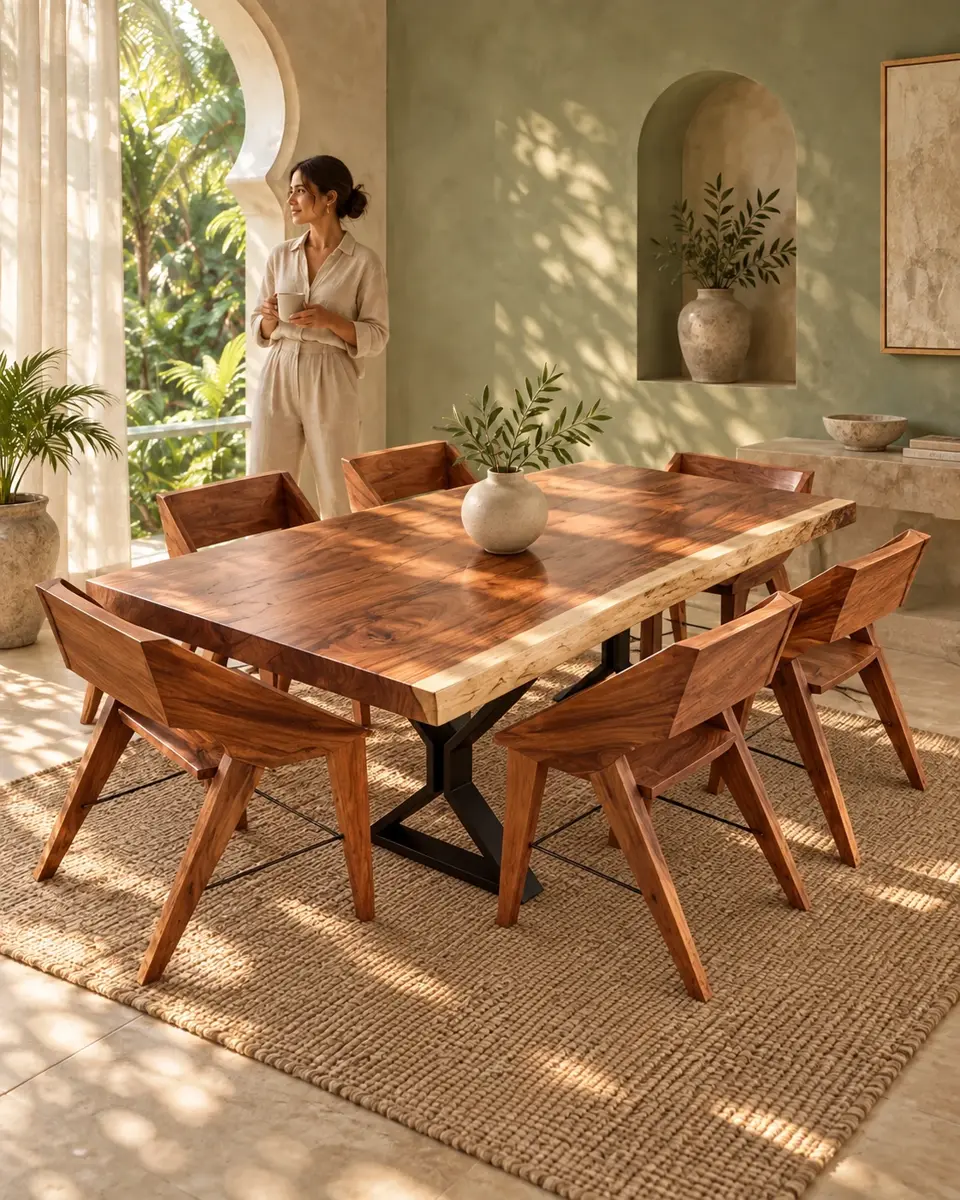 Taren dining set in an airy interior