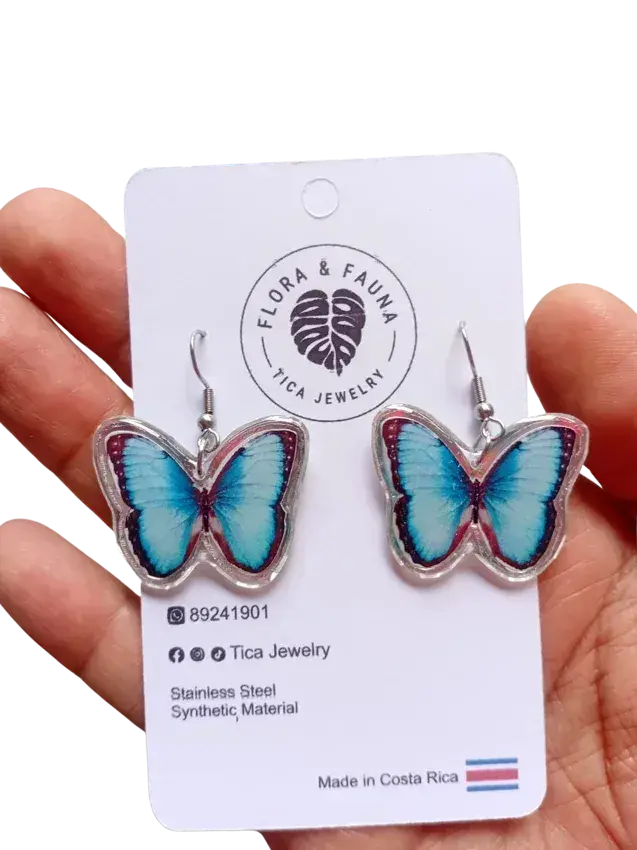 Blue Butterfly Earrings — Wooden gifts & souvenirs
